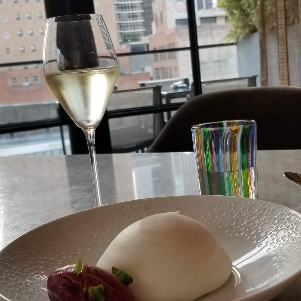 Mirador - Lemon Pavlova: champagne berries, citrus mousse, mixed berry sorbet - New American Near Me - Dallas, Texas Mirador - Lemon Pavlova: champagne berries, citrus mousse, mixed berry sorbet - New American Near Me - Dallas, Texas