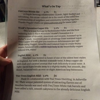 Black Mountain Brewing - Tap list front page. - Breweries Near Me - Black Mountain, North Carolina