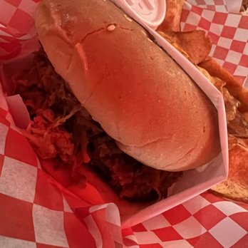 Cafe 247 - Pulled pork sandwich with homemade bbq chips! - American Near Me - Lucerne Valley, California Cafe 247 - Pulled pork sandwich with homemade bbq chips! - American Near Me - Lucerne Valley, California