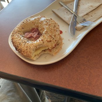 Panera Bread - 1 slice of Ham, 1 egg scrambled, the least amount of cheese on a egg sandwich I've ever seen, and a regular sized bagel. - Sandwiches Near Me - Bay Shore, New York