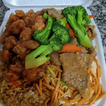 Good China Express - 2 item combo with beef and broccoli and tangerine chicken - Chinese Near Me - Long Beach, California