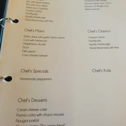 Chef's! - Menu index.  Yes, index.
