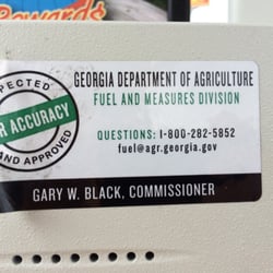 Mapco Express # 3097 - Georgia Dept of Agriculture, Fuel and Measures Div. sticker of approval & contact info