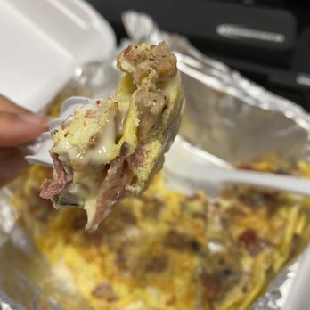 Griddle This - Sausage, pastrami, mushroom and white American omelette. - Breakfast & Brunch Near Me - Dumont, New Jersey