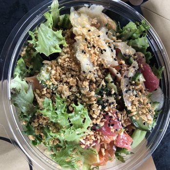 Pokeworks - Salad bowl with raw tuna and salmon. - Poke Near Me - Bellevue, Washington Pokeworks - Salad bowl with raw tuna and salmon. - Poke Near Me - Bellevue, Washington