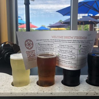 Grist Iron Brewing - Delicious flight of beers - Breweries Near Me - Burdett, New York
