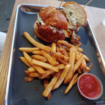Chomp Kitchen and Drinks - BBQ Hot Honey Chicken Sandwich - American Near Me - Providence, Rhode Island Chomp Kitchen and Drinks - BBQ Hot Honey Chicken Sandwich - American Near Me - Providence, Rhode Island