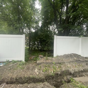 A-1 Quality Installs - Unfinished fence exposing patrons to enter my yard, trip or fall into the 5 foot trenches, no caution tape - Fences & Gates Near Me - Taunton, Massachusetts