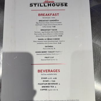 Atlanta Stillhouse - Breakfast menu - New American Near Me - Atlanta, Georgia