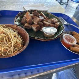 Shanghai lumpia, pancit bihon and Lechon kawali Shanghai lumpia, pancit bihon and Lechon kawali
