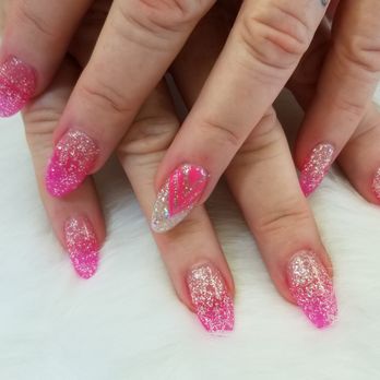 Lovely Nails - Hot pink glitter stiletto nails - Nail Salons Near Me - Tucson, Arizona Lovely Nails - Hot pink glitter stiletto nails - Nail Salons Near Me - Tucson, Arizona