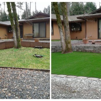 Apostle Pavers & Landscape - Front lawn area - before and after. The two big stumps made the area very unusable and now it looks so clean without them. - Landscaping Near Me - Auburn, California