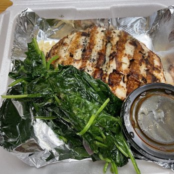 The Brass Rail - Chicken over rice with Sauteed Spinach - American Near Me - O'Fallon, Missouri The Brass Rail - Chicken over rice with Sauteed Spinach - American Near Me - O'Fallon, Missouri