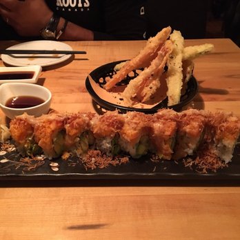 Saku Sushi - Volcano Roll and tempura shrimp + vegetables - Sushi Bars Near Me - Toronto, Ontario Saku Sushi - Volcano Roll and tempura shrimp + vegetables - Sushi Bars Near Me - Toronto, Ontario