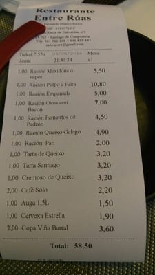 Menu photo 2 Entre Rúas Santiago de Compostela, C Menu photo 2 Entre Rúas Santiago de Compostela, C