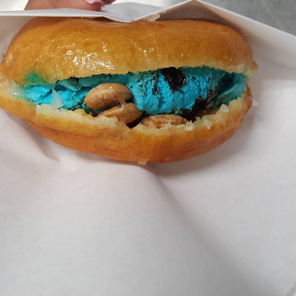 Afters Ice Cream - Milky bun, sugar glazed with cookie monster ice cream and cookie crisps - Ice Cream & Frozen Yogurt Near Me - Fullerton, California Afters Ice Cream - Milky bun, sugar glazed with cookie monster ice cream and cookie crisps - Ice Cream & Frozen Yogurt Near Me - Fullerton, California