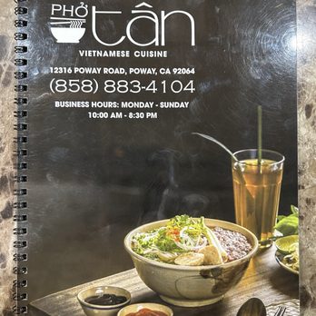 Pho Tan - Menu as of 12/19/24 - Vietnamese Near Me - Poway, California