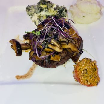 Blvck Cow - Filet mignon with cream spinach and garlic mashed potatoes. - Cocktail Bars Near Me - Bowie, Maryland Blvck Cow - Filet mignon with cream spinach and garlic mashed potatoes. - Cocktail Bars Near Me - Bowie, Maryland