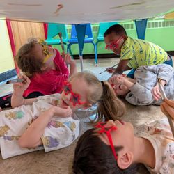 Norwood Christian PreSchool - Painting like Michael Angelo.
