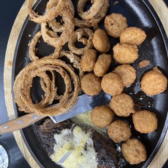 Jameson's - Baseball Sirloin, corn nuggets, and onion rings. - Salad Near Me - Ozark, Alabama Jameson's - Baseball Sirloin, corn nuggets, and onion rings. - Salad Near Me - Ozark, Alabama