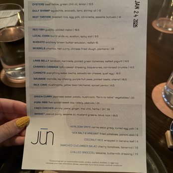Jun - menu - New American Near Me - Houston, Texas