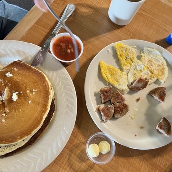 Stacks On Route 66 - BLUEBERRY PANCAKES and Eggs and S/ SAUSAGE PATTY (3) - American Near Me - Glendora, California