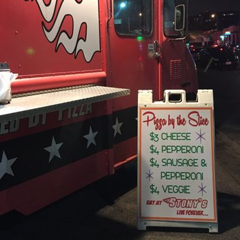 Stony's Pizza-Red River - a sign for a pizza truck - Food Trucks Near Me - Austin, Texas