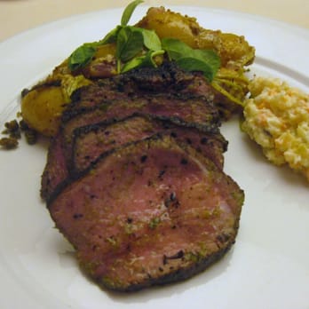 Aquavit - WARM ROAST BEEF smoked potato salad, summer pickle remoulade - Scandinavian Near Me - New York, New York