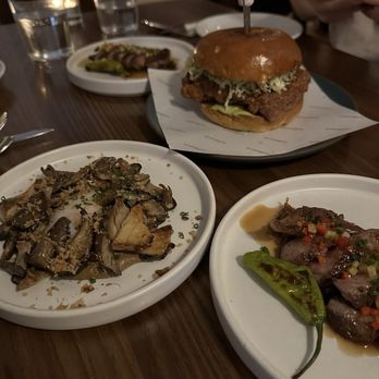 Nudibranch - Fried chicken sandwich. Mushroom and pork - Spanish Near Me - New York, New York Nudibranch - Fried chicken sandwich. Mushroom and pork - Spanish Near Me - New York, New York