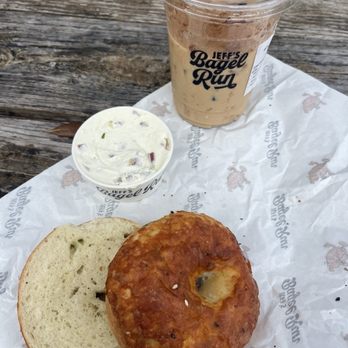 Jeff’s Bagel Run - Coffee, chive and onion spread, jalapeno bagel - Bagels Near Me - Winter Park, Florida Jeff’s Bagel Run - Coffee, chive and onion spread, jalapeno bagel - Bagels Near Me - Winter Park, Florida