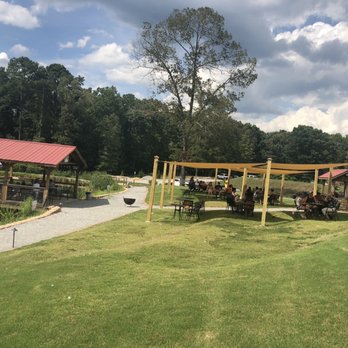 Big Door Vineyards - Seating area with sunshade - Wineries Near Me - White, Georgia