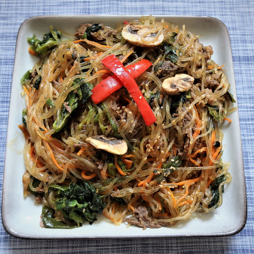 Bonchon Midland Park - Japchae - ok (noodles overcooked) - Korean Near Me - Midland Park, New Jersey