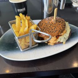 Shoreline Brasserie - Ribeye steak burger and chips