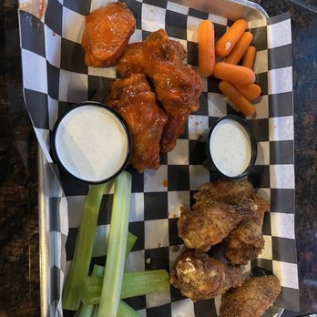 The Patio Drafthouse - chicken wings, carrots, celery, and ranch dressing - Beer Bar Near Me - Midland, Texas The Patio Drafthouse - chicken wings, carrots, celery, and ranch dressing - Beer Bar Near Me - Midland, Texas