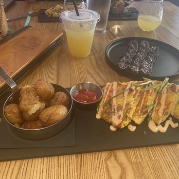 Batch Local Kitchen - Frittata with a side of pecan whiskey candied bacon. - Cocktail Bars Near Me - West Palm Beach, Florida Batch Local Kitchen - Frittata with a side of pecan whiskey candied bacon. - Cocktail Bars Near Me - West Palm Beach, Florida