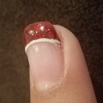 Captivate Nail Spa - Look at the horrible white line and the mess at the end - Nail Salons Near Me - Fullerton, California