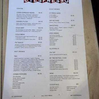 C1 Espresso - Menu (Feb 2026) - Coffee & Tea Near Me - Christchurch, CAN C1 Espresso - Menu (Feb 2026) - Coffee & Tea Near Me - Christchurch, CAN