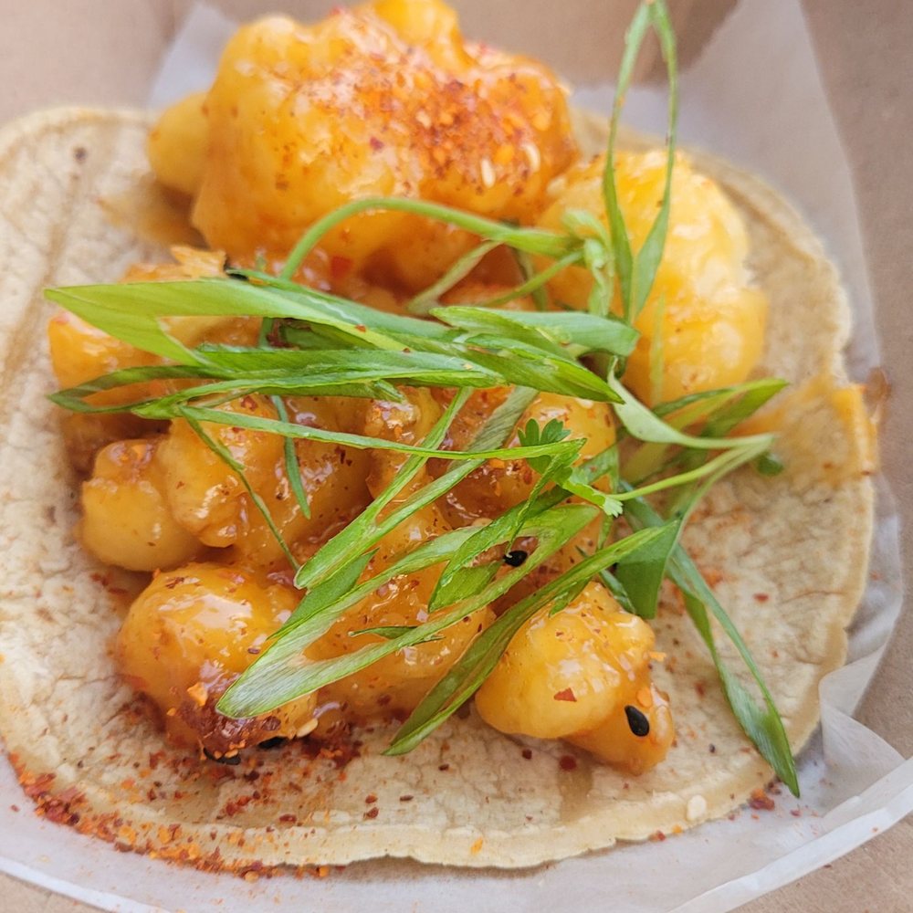 Barcocina - Sweet & Spicy Cauliflower [gf, VEGAN] tempura battered + pineapple + red pepper + onion - Mexican Near Me - Chicago, Illinois