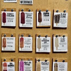 Sticks The Ice Pop Shop - Menu for the day. There's also seasonal options like, da bomb--get it while you can.
