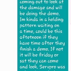 1-10 Roofing & Construction - My text to our assigned contractor informing of remedial company doing demo, the one they called and cancelled coming out to the home