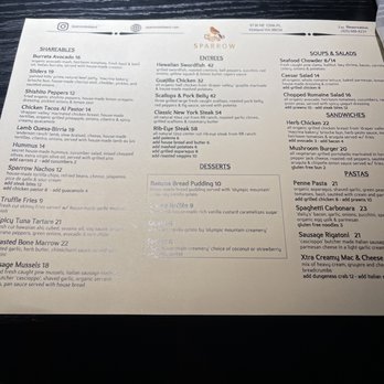Sparrow - Menu - New American Near Me - Kirkland, Washington