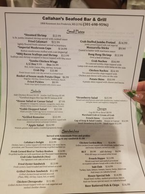 Menu photo 3 Callahan's Seafood Bar & Grill Frederick, MD Menu photo 3 Callahan's Seafood Bar & Grill Frederick, MD