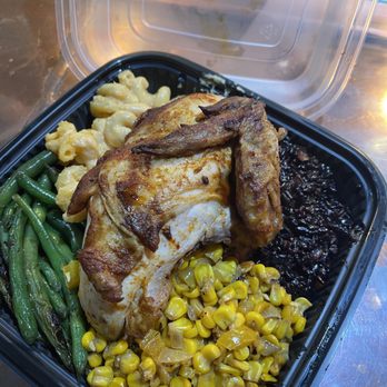 Fat Fowl - Quarter 1/4 Organic Lavender Rotisserie Chicken (white Meat) with sides. The Mac and black rice were superb. - Caribbean Near Me - Brooklyn, New York