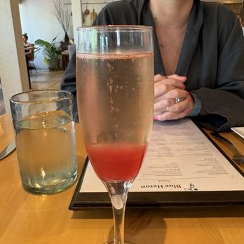 Blue Heron Restaurant - Prickly pear mimosa - New American Near Me - Santa Fe, New Mexico