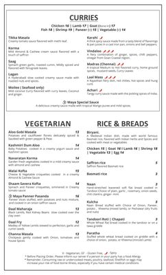 Menu photo 8 Maya Indian Bar and Grill Wakefield, MA Menu photo 8 Maya Indian Bar and Grill Wakefield, MA
