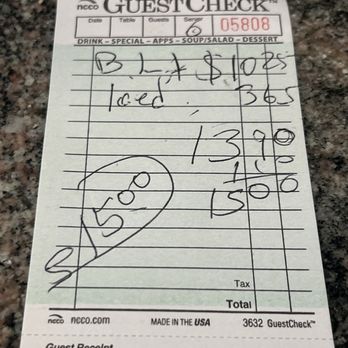 Murray Hill Diner - This was the bill I received for a BLT and ice coffee. I left a. $5.00 tip . - Diners Near Me - New York, New York Murray Hill Diner - This was the bill I received for a BLT and ice coffee. I left a. $5.00 tip . - Diners Near Me - New York, New York