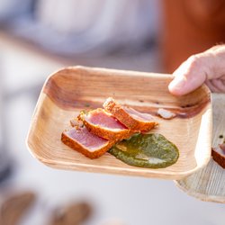 Kai Kanani Sailing - One course of four: Seared Ahi with house-made chimichurri sauce.