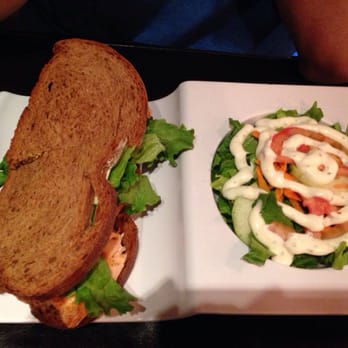 T Coasters - Salmon sandwich and the house salad - New American Near Me - El Paso, Texas