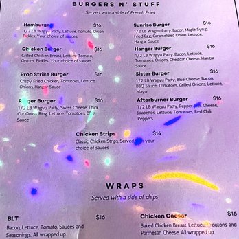 The Hangar Pub - Burgers and Wraps menu - Sports Bars Near Me - Quincy, Washington
