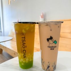Tsaocaa - Winter Springs - Melon Green Tea W. Nata Jelly and Milk Black Tea W. Brown Sugar Jelly